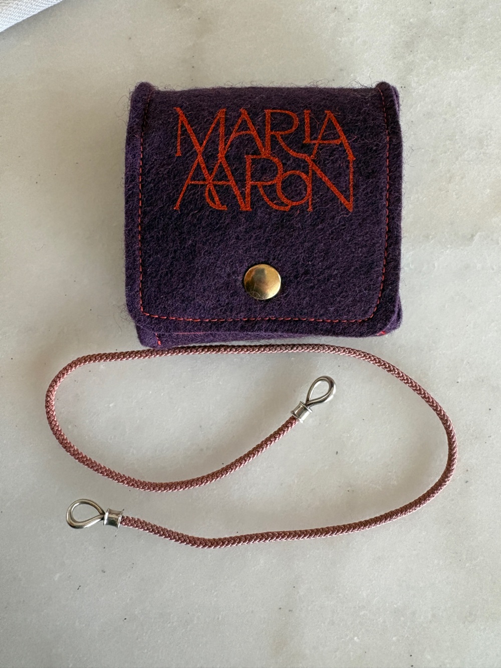 Marla Aaron The String Project Pink necklace 16 inch Chain with Silver Hardware - Picture 5 of 6